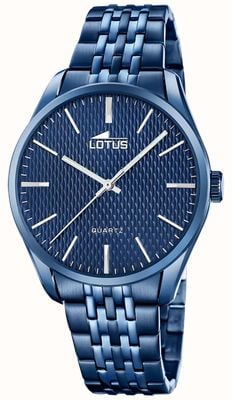 Lotus Minimalist Quartz (42mm) Textured Blue Dial / Blue PVD Stainless Steel Bracelet 19069/1