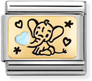Nomination Classic Blue Elephant 18ct Gold & Steel Charm 030289/04