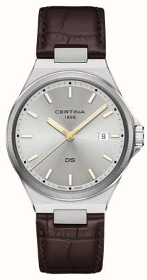 Certina DS-7 Quartz (39mm) Silver Dial / Brown Leather Strap C0434101603100