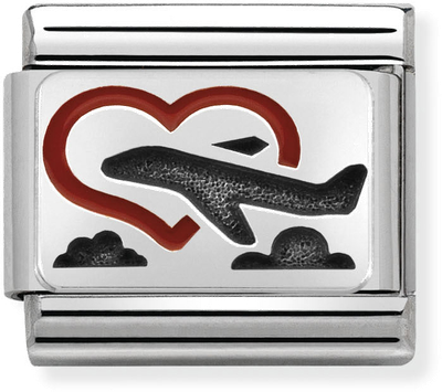 Nomination Classic Heart Oxidised Sterling Silver & Steel Enamel Charm 330208/02