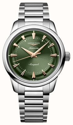 LONGINES Conquest Heritage Automatic (38mm) Green Lacquered Dial / Stainless Steel Bracelet L16494026