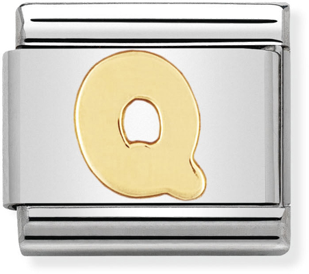 Nomination Classic Letter Q 18ct Gold & Steel Charm 030101/17