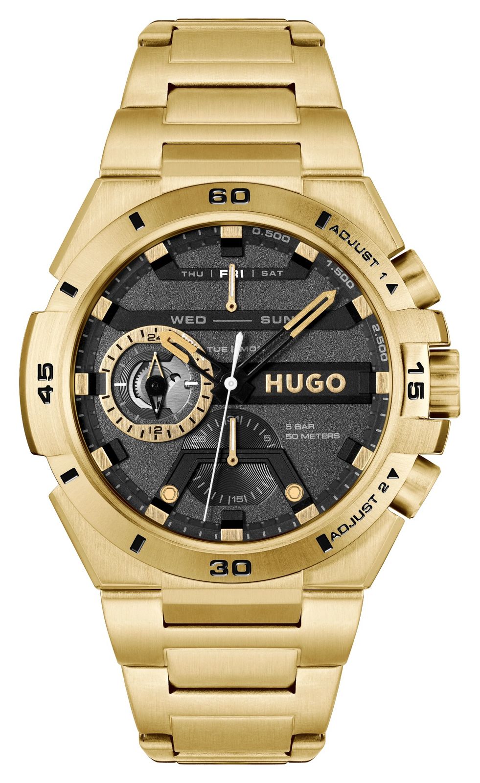 HUGO 1530338 #wild (46mm) Black Dial / Gold-Tone Stainless Watch