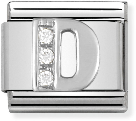 Nomination Classic Letter D Sterling Silver & Steel Cubic Zirconia Charm 330301/04