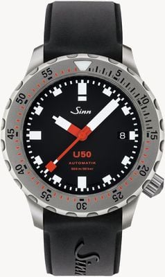 Sinn U50 | Black Silicone Divers Watch 1050.010 BLACK RUBBER