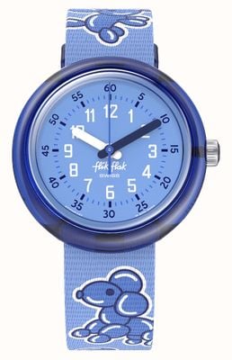 Flik Flak AIRNIMALS (31.85mm) Blue Dial / Blue Balloon Animal Recycled PET Fabric Strap FPNP157