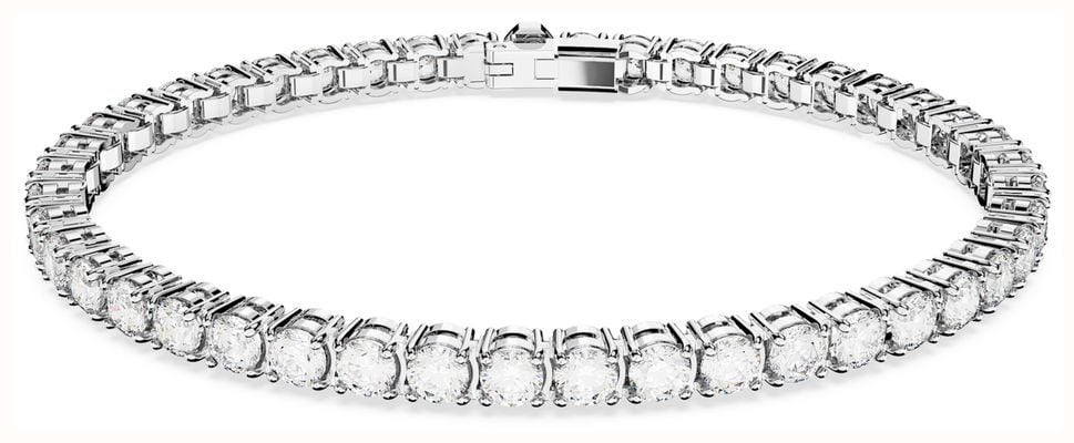 Swarovski Matrix Tennis Bracelet Round Cut White Crystals Rhodium Plated Size Small 5648936