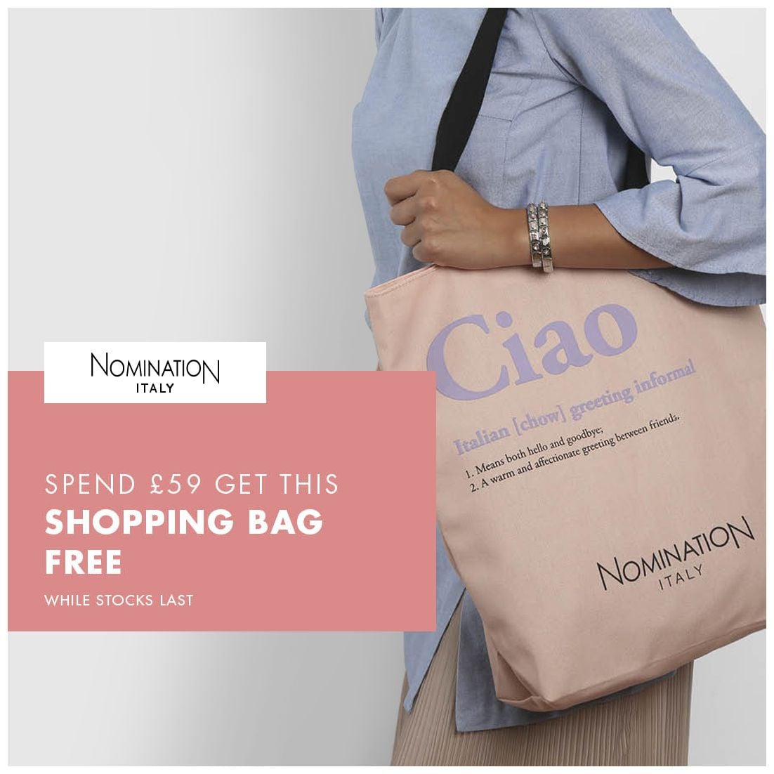 Nomination NOMINATION-TOTE 'Ciao' Canvas Shopping Tote Bag Jewellery