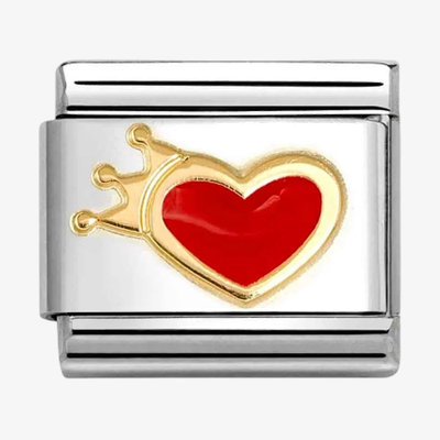 Nomination Classic Heart 18ct Gold & Steel Charm 030207/54