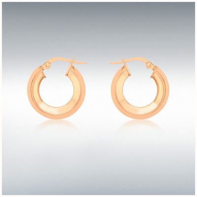 IBB 9ct Rose Gold 4mm Square-Tube 18mm Creole Earrings 5.51.0619