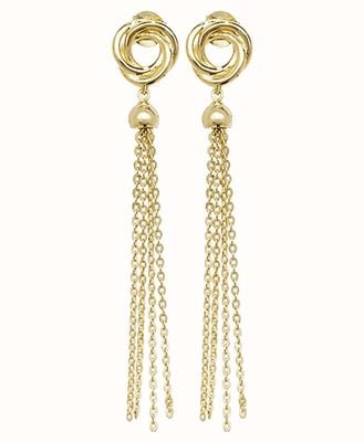 James Moore TH 9k Yellow Gold Drop Chain Earrings ER1128