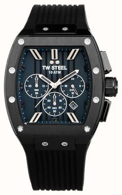 TW Steel Men's Tonneau (42mm) Black Chronograph Dial / Black Rubber Strap TO4