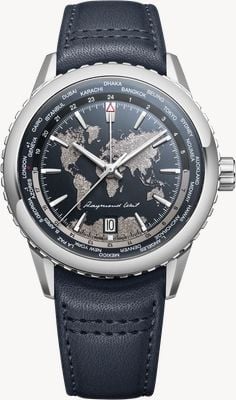 Raymond Weil Freelancer World-Traveller GMT Limited Edition (40mm) Blue 'World Map' Dial / Blue Leather Strap 2762-STC-02026