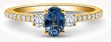 18ct Yellow Gold Diamond And Sapphire 3 Stone Ring SR3197