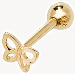Treasure House 9k Gold Butterfly cartilage 8.5mm Post Single Stud ES904P