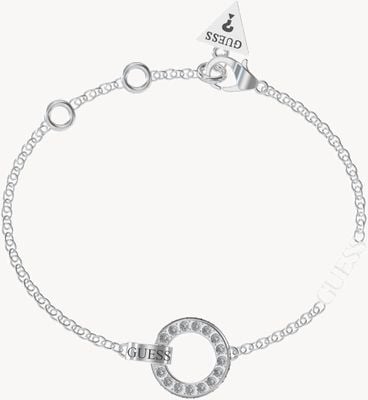 Guess Rhodium Plated Crystal-Set Pave Circle Bracelet UBB03162JWRHL