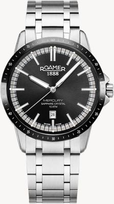 Roamer Mercury Classic Quartz (42mm) Black Dial / Stainless Steel Bracelet 968833 41 85 20