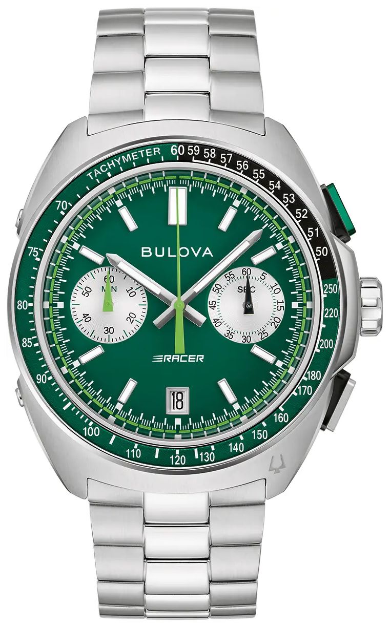 Bulova 98B468 Racer Chronograph (42mm) Green Dial / Watch