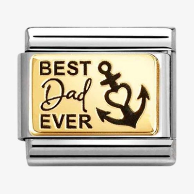 Nomination CLASSIC Stainless Steel & 18ct Yellow Gold Best Dad Ever Charm 030166/65
