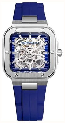 Herbelin Men's Cap Camarat Square Skeleton (39mm) Skeleton Dial / Blue FKM Rubber Strap 1646SQ115CBC