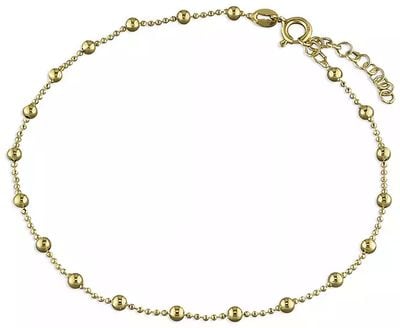 CME Leicester Limited Silver Gold Plate Bead Chain Anklet H2226/Y