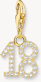 Thomas Sabo Gold-Plated Charm Pendant Number 18 With Zirconia 2139-414-39