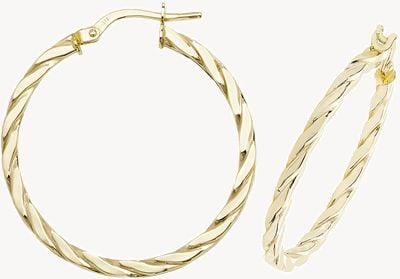 Treasure House 9ct Yellow Gold 25mm Hoop Earrings ER1041-25