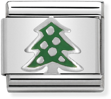 Nomination Classic Christmas Tree Sterling Silver & Steel Enamel Charm 330204/08