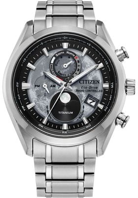 Citizen Men's 'Tsuki-Yomi' Radio-Controlled Moon Phase (43mm) Silver Dial / Super Titanium Bracelet BY1010-57H