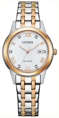 Citizen Eco-Drive Silhouette Crystal (29mm) Silver Dial / Two-Tone Stainless Steel Bracelet FE1246-85A