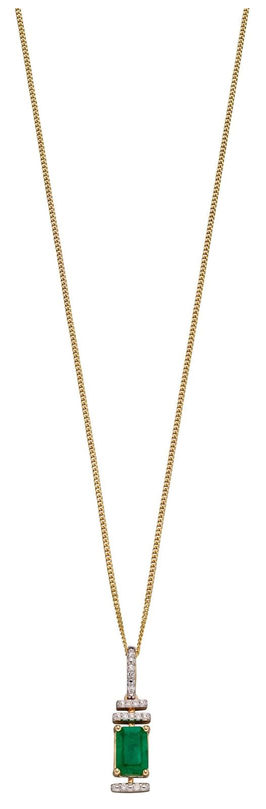 Elements Gold GP2185G 9k Yellow Gold Emerald Diamond Deco Jewellery
