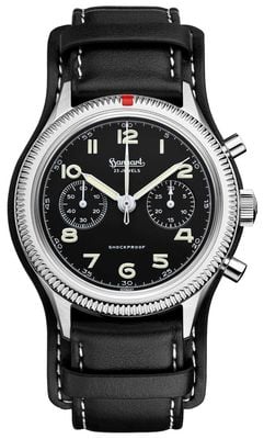 Hanhart Hanhart 417 ES (42mm) Black Dial / Black Leather Strap - XL H721.210-7012 L STRAP