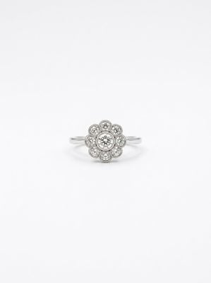 0.50ct Round Brilliant Natural Diamond 18ct White Gold Cluster Ring SL8493