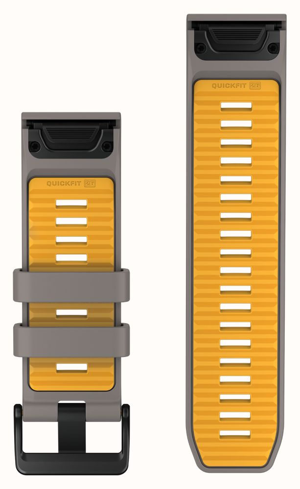 Garmin QuickFit Bands (26mm) Silver Grey/Yellow Flare Silicone with Black Hardware - Strap Only 010-14508-02 - alternate view 2