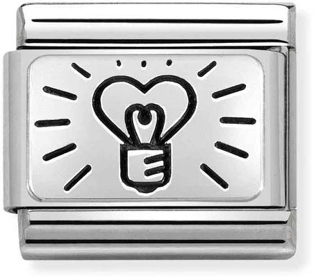 Nomination Classic  Light Bulb With Heart Charm In Steel And 925 Silver 330109/60