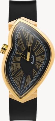Exaequo Melting Watch Revolve IP Yellow Gold (33mm) Black Dial / Black Silicone Strap EX 0032.0001