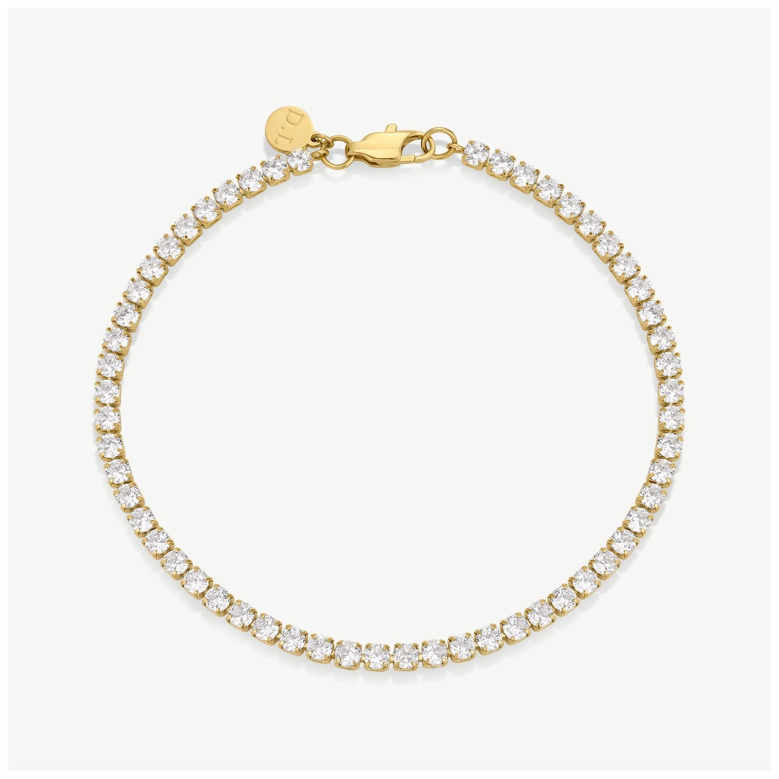D.LOUISE GB-043-18 Gold Tone White Stone Tennis Bracelet Jewellery
