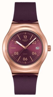 Swatch BURGUNDY STORY (42mm) Burgundy Dial / Burgundy Silicone Strap YIG401