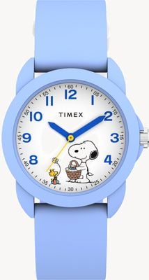 Timex x Peanuts Youth Spring (30mm) White Dial / Pale Blue Silicone Strap TW2Y51100