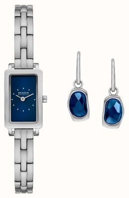 Skagen Hagen Micro - Earring Gift Set (15.5mm) Speckled Blue Dial / Stainless Steel Bracelet SKW1157SET
