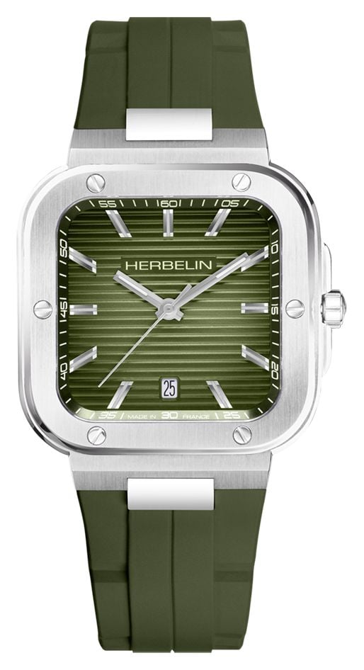 Herbelin 12246A116CK Cap Camarat Square Quartz (39mm) Olive Watch
