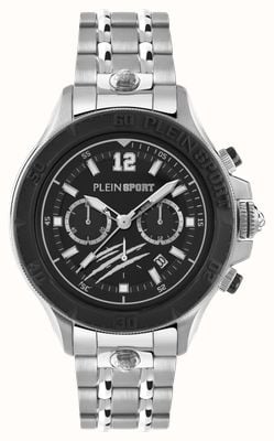 Plein Sport WARRIOR TECH Chronograph (47.5mm) Black Dial / Stainless Steel Bracelet PS6BA0624