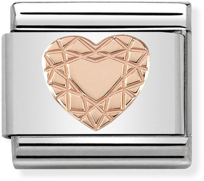 Nomination Classic Diamond Heart 9ct Rose Gold & Steel Charm 430104/19