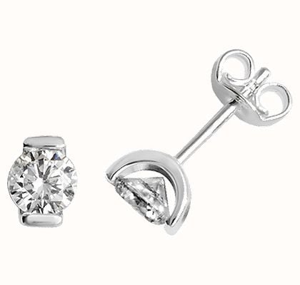 James Moore TH Sterling Silver Round Cubic Zirconia Stud Earrings G51026