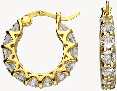 Gold Plated CZ Circle Creole Hoop Earrings H6079/Y
