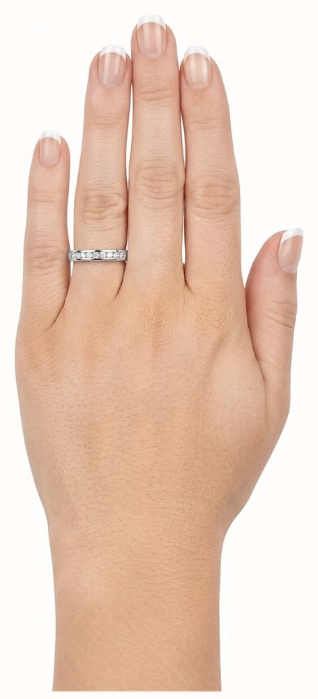 0.52ct Princess Natural Diamond 9ct White Gold Half Eternity Ring LFS1700-W - alternate view 4