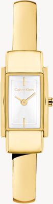 Calvin Klein Moderne Quartz (15mm) Silver Sunray Dial / Gold PVD Bangle Bracelet 25100184