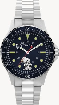 Timex x Peanuts Navi Snoopy Soccer (41mm) Deep Blue Dial / Stainless Steel Bracelet TW2Y53900