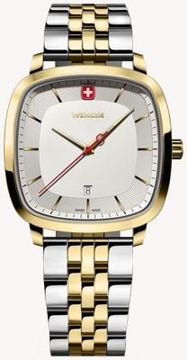 Wenger Vintage Classic Quartz (37mm) Silver Sandblasted Dial / Two-Tone Stainless Steel Bracelet 01.1921.104
