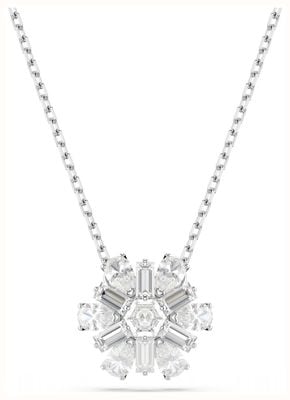 Swarovski Idyllia Pendant Necklace Snowflake White Crystals Rhodium Plated 5691484